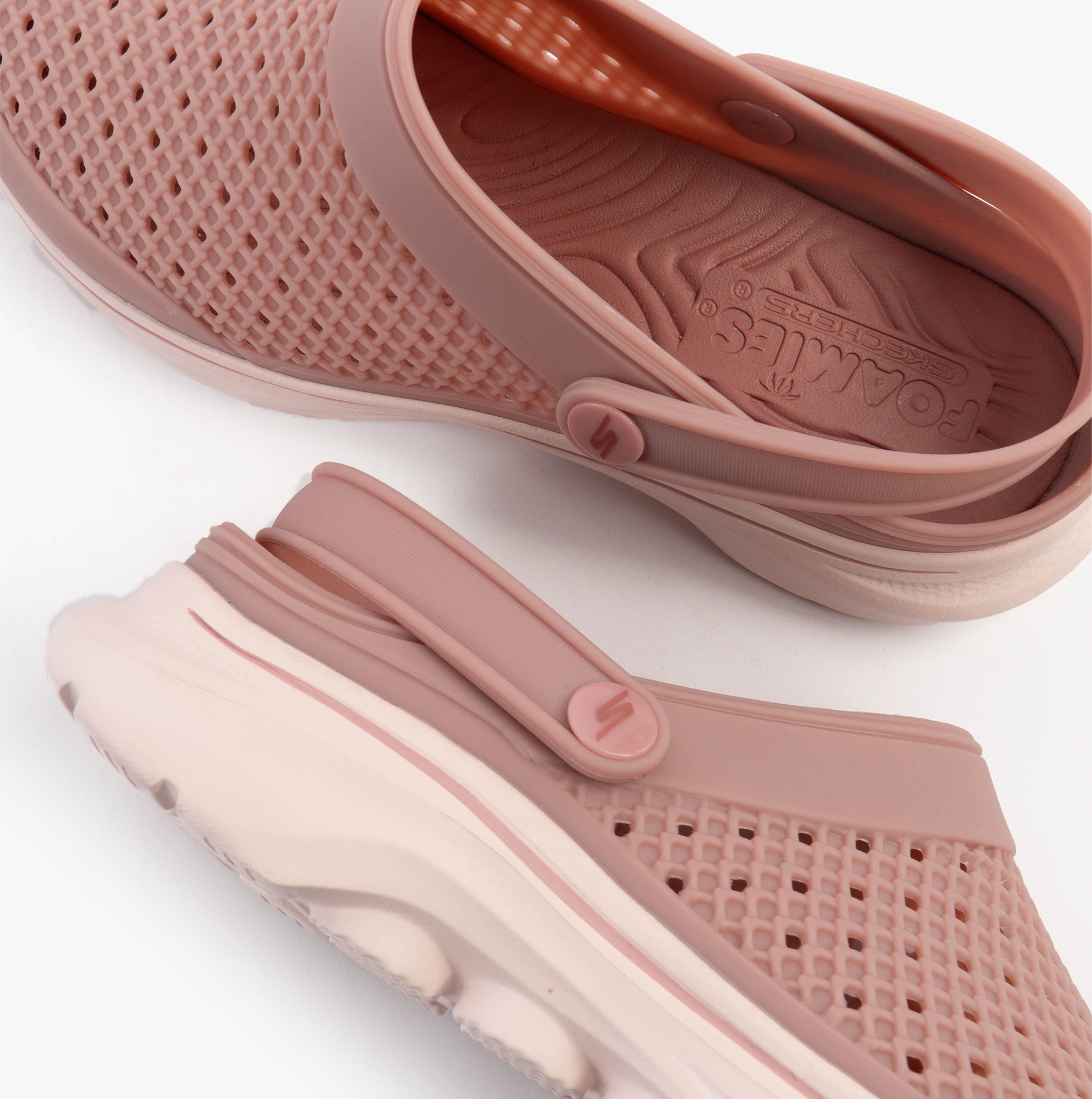 Skechers 111482/ROS GO WALK 7 FOAMIES - JOYOUS Womens Sandals Rose top view showcasing breathable EVA material and slip-on design.