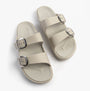 Skechers 111592/NAT ARCH FIT CALI BREEZE - GOLD STAR Womens Sandals Natural/Purple top view with straps and buckles.