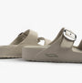 Skechers 111592/NAT ARCH FIT CALI BREEZE - GOLD STAR Womens Sandals Natural/Purple side view with buckle detail