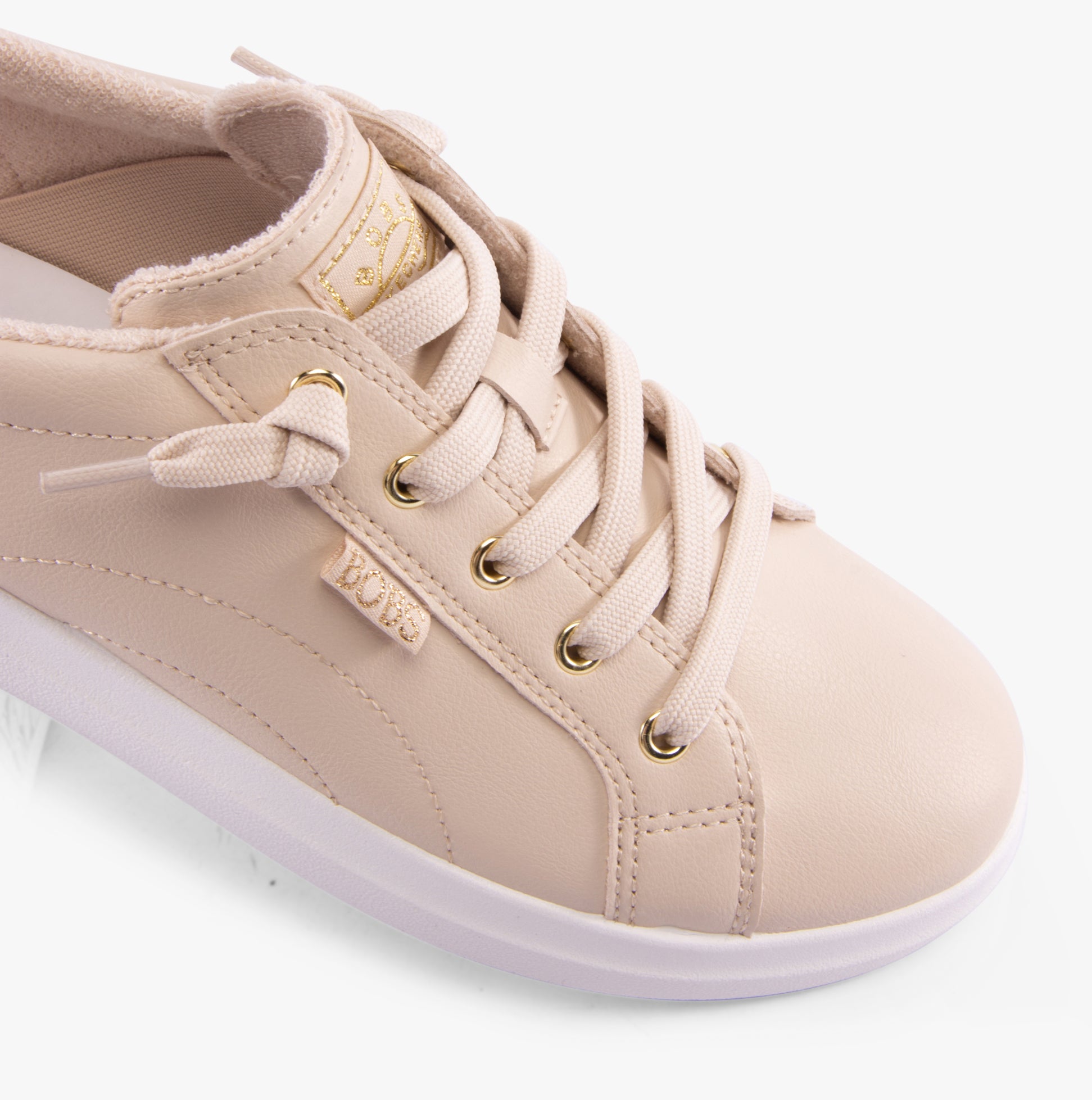 Skechers 114456/NAT BOBS D'VINE - INSTANT DELIGHT Womens Trainers Natural top view showcasing laces and faux leather upper.
