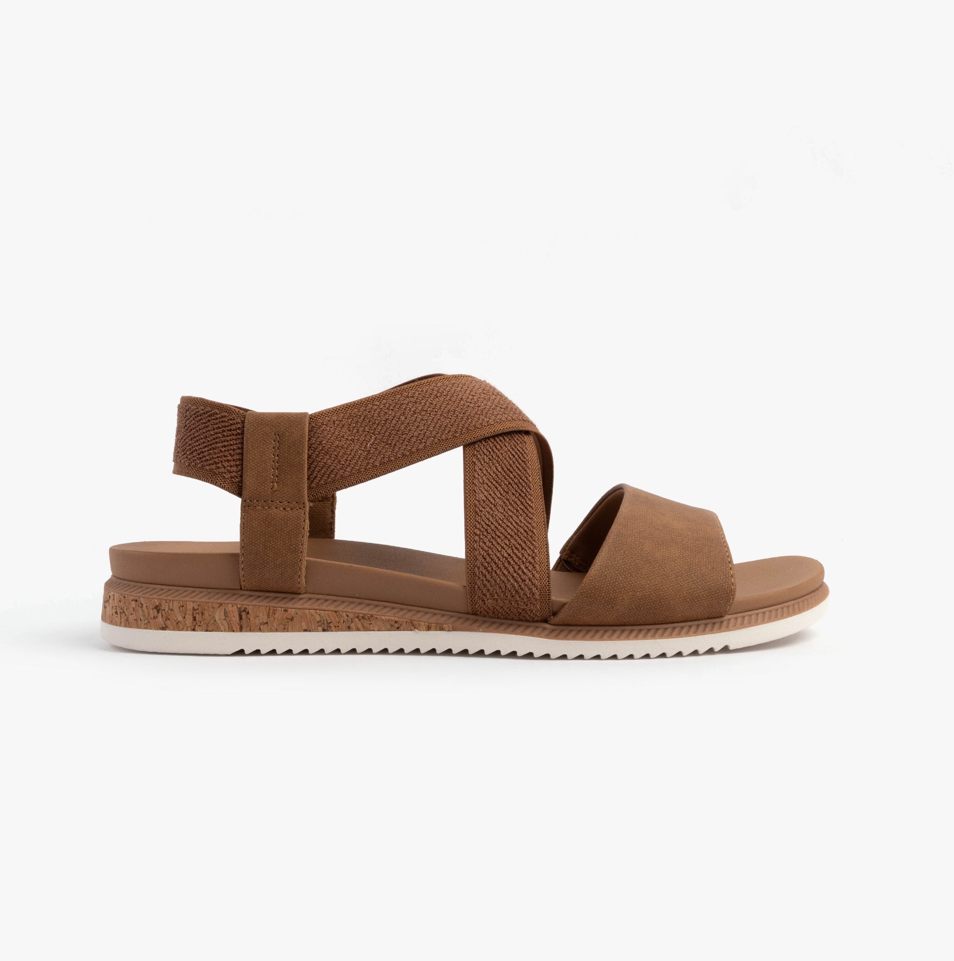 Skechers 114705/CSNT BOBS DESERT KISS LOW Womens Sandals Chestnut side view showing comfortable slip-on design.