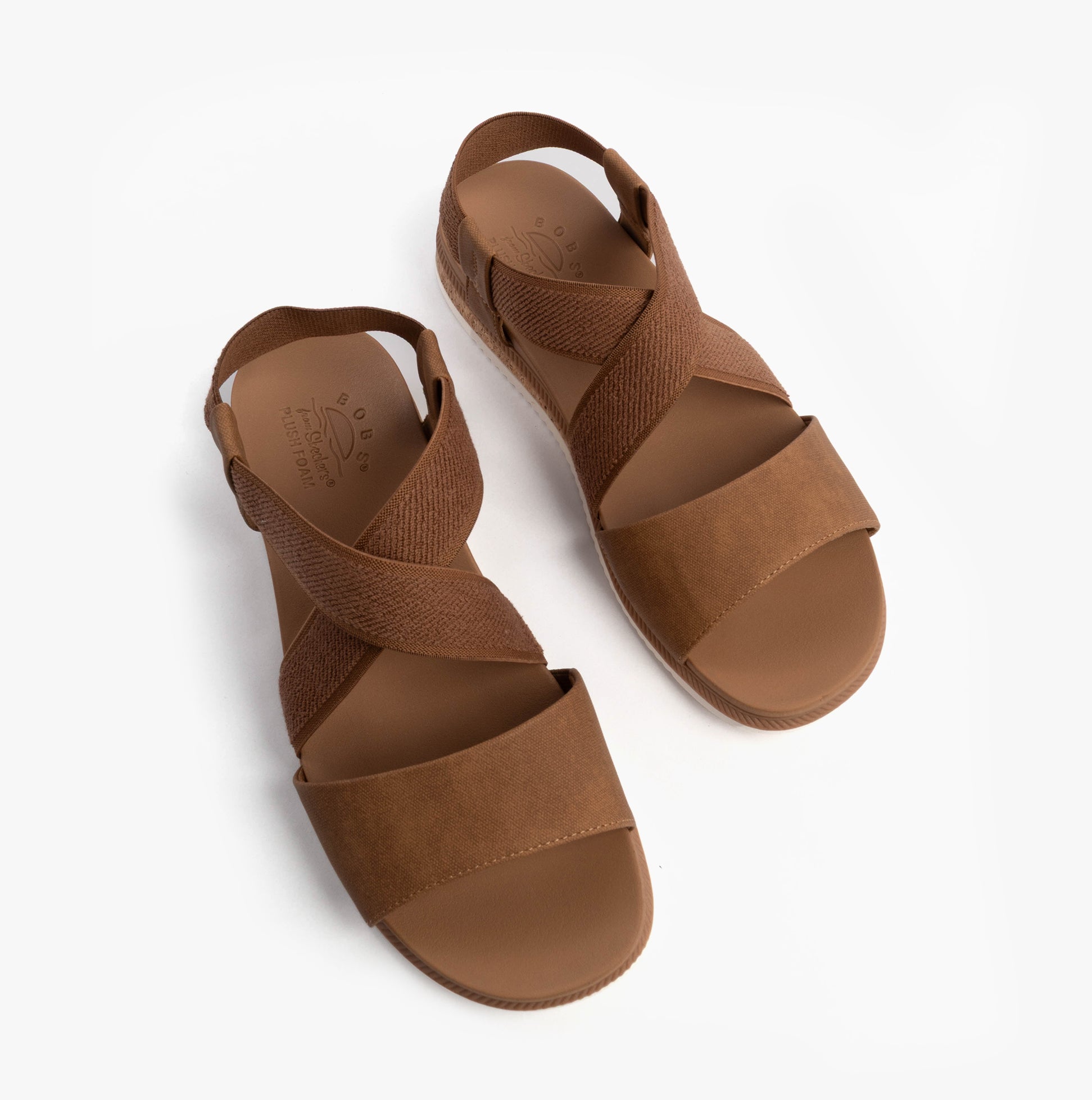 Skechers 114705/CSNT BOBS DESERT KISS LOW Womens Sandals Chestnut top view, showcasing comfortable slip-on design.