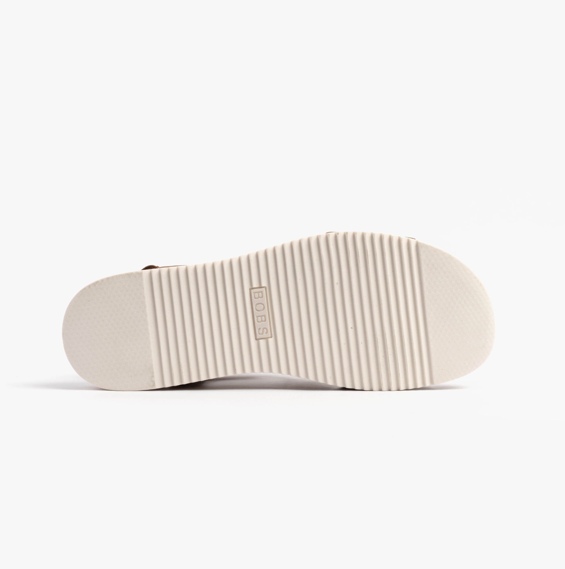 Skechers 114705/CSNT BOBS DESERT KISS LOW Womens Sandals Chestnut bottom view with rubber sole detail.