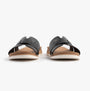Skechers 114707/BLK BOBS DESERT KISS LOW - PEAK LOOK Womens Sandals Black front view, synthetic leather, flat heel.