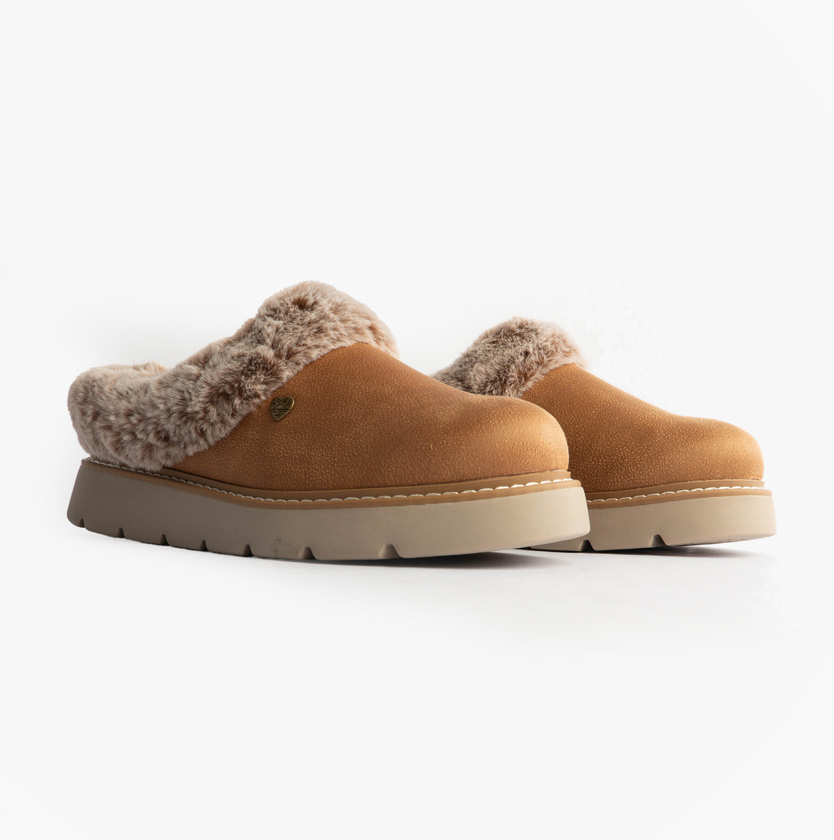 Skechers 114762/CSNT KEEPSAKES LITE - COZY BLEND Womens Slippers Chestnut side view featuring soft faux fur lining and flexible sole.