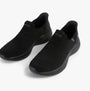 Skechers 117508/BBK BOBS INFINITY - DAILY VISION Womens Trainers Black side view showing slip-on design and synthetic upper.