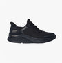 Skechers 117627/BBK BOBS ARCH COMFORT B SWEET - A Womens Trainers Black side view with lace-up closure and round toe.