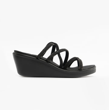 Skechers RUMBLE ON - NIGHT OUT Womens Multi Strap Sliders Black