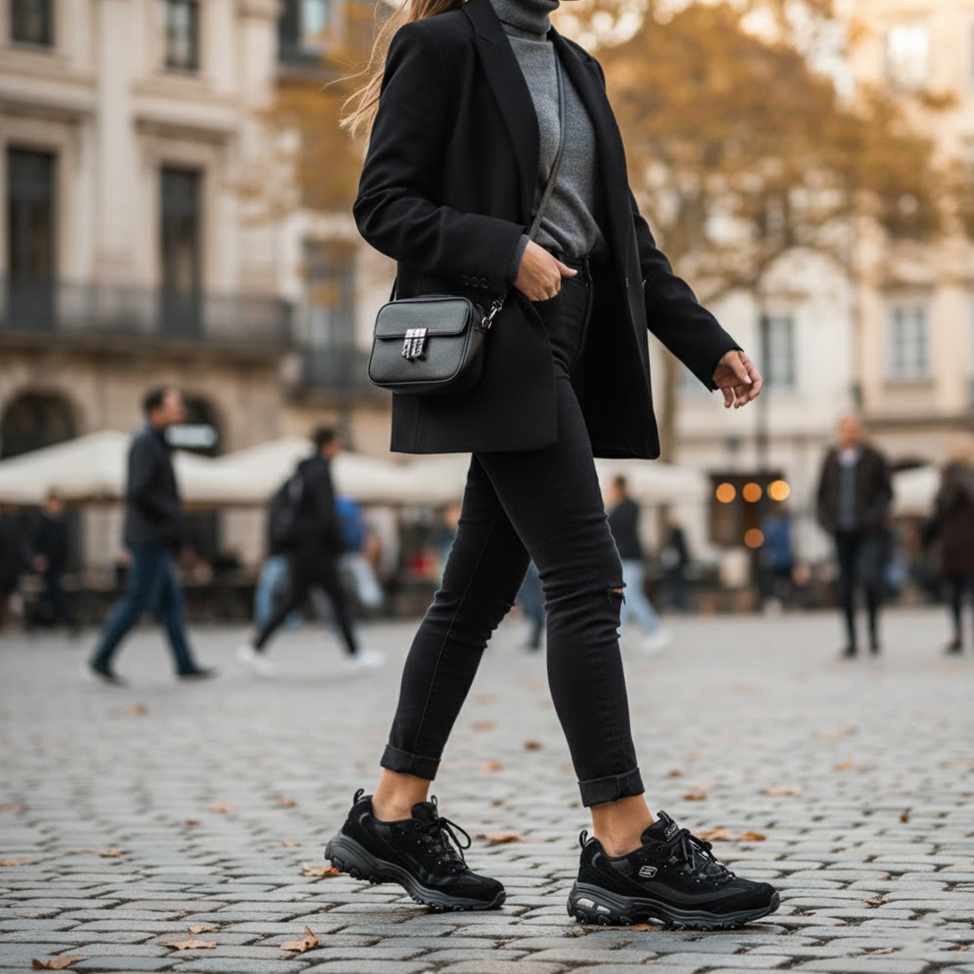 Skechers 11930/BBK D'LITES-BIGGEST FAN Womens Sneaker Black