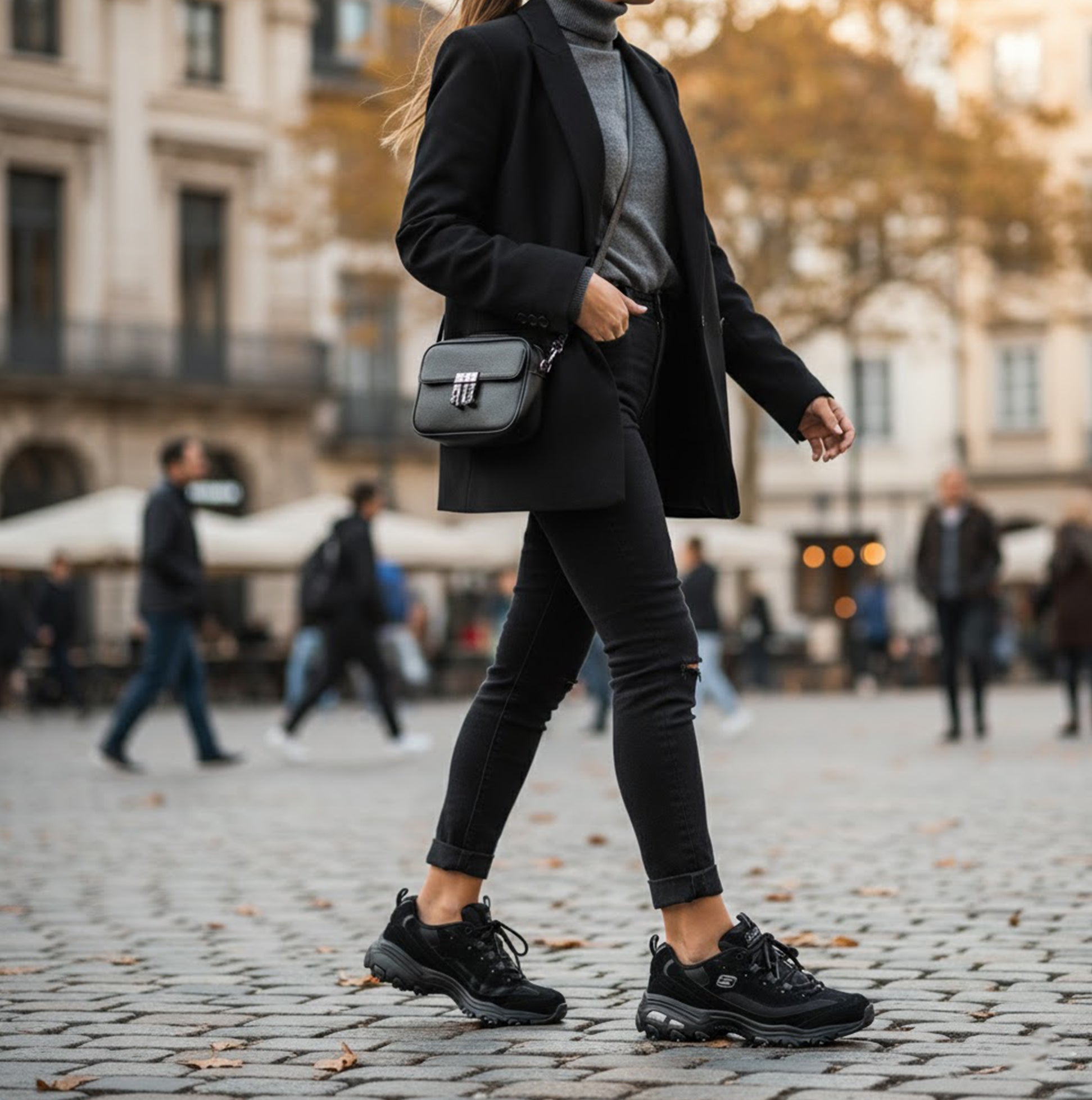 Skechers 11930/BBK D'LITES-BIGGEST FAN Womens Sneaker Black