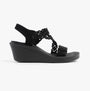 Skechers 119617/BBK RUMBLE ON - SASSIER DAYZ Womens Sandals Black side view showcasing wedge heel and stylish design.