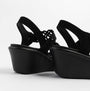 Skechers 119617/BBK RUMBLE ON - SASSIER DAYZ Womens Sandals Black side view with styled wedge heel.