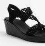 Skechers 119617/BBK RUMBLE ON - SASSIER DAYZ Womens Sandals Black side view with wedge heel and embellishments.