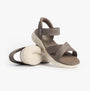 Skechers 119975/DKTP ULTRA FLEX 3.0 - NEVER BETTER Womens Sandals Dark Taupe side view and top view with slip-on design.