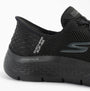 Skechers 124836/BBK GO WALK FLEX - GRAND ENTRY Womens Trainers Black side view showcasing breathable mesh upper and slip-in design.