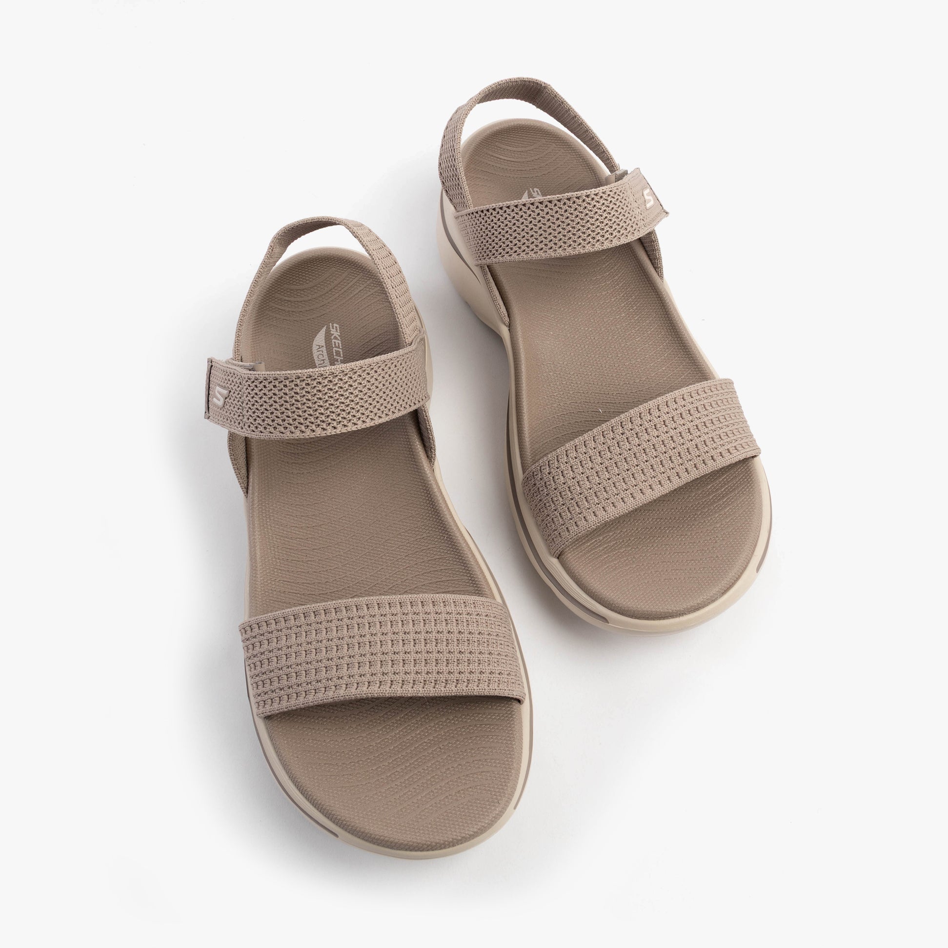 Skechers 140874/TPE GO WALK ARCH FIT 2.0 SANDAL - ANNIE Womens Sandals Taupe top view showing straps and sole.