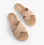 Skechers 141420/TPE GO WALK FLEX SANDAL - IMPRESSED Womens Sandals Taupe top view showing stylish cross strap design.