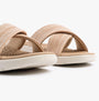 Skechers 141420/TPE GO WALK FLEX SANDAL - IMPRESSED Womens Sandals Taupe close-up detail view showcasing the fabric straps.