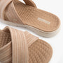 Skechers 141420/TPE GO WALK FLEX SANDAL - IMPRESSED Womens Sandals Taupe detail view with textured straps and rubber sole