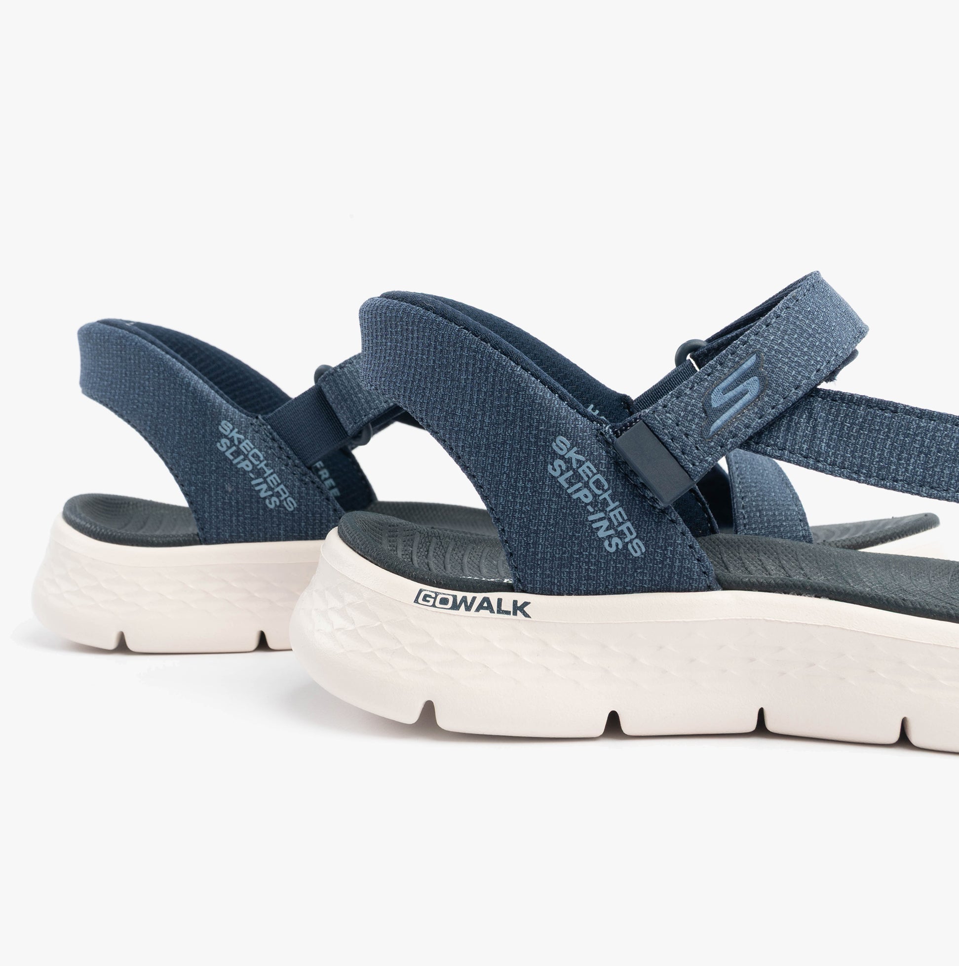 Skechers 141481/NVY GO WALK FLEX SANDAL - ILLUMINATE Womens Sandals Navy side view showcasing the relaxed fit and comfortable design.