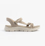 Skechers 141481/TPE GO WALK FLEX SANDAL - ILLUMINATE Womens Sandals Taupe side view showcasing comfortable design.