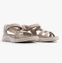 Skechers 141481/TPE GO WALK FLEX SANDAL - ILLUMINATE Womens Sandals Taupe side view with mesh and synthetic materials.
