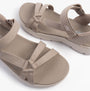 Skechers 141481/TPE GO WALK FLEX SANDAL - ILLUMINATE Womens Sandals Taupe side view showcasing soft mesh straps and rubber sole.