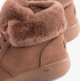 Skechers 144334/BRN ON-THE-GO JOY - COZY HAVEN Womens Boots Brown close-up detail view featuring faux fur collar.