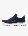 Skechers 149303/NVGD FLEX Womens Trainers Navy/Gold