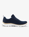 Skechers 149303/NVGD FLEX Womens Trainers Navy/Gold