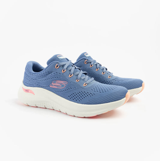 Skechers ARCH FIT 2.0 - BIG LEAGUE Womens Trainers Blue/Pink