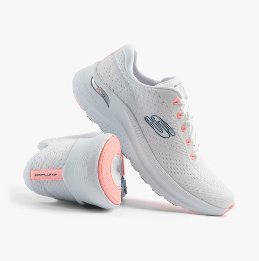 Skechers ARCH FIT 2.0 - BIG LEAGUE Womens Trainers White/Pink/Blue