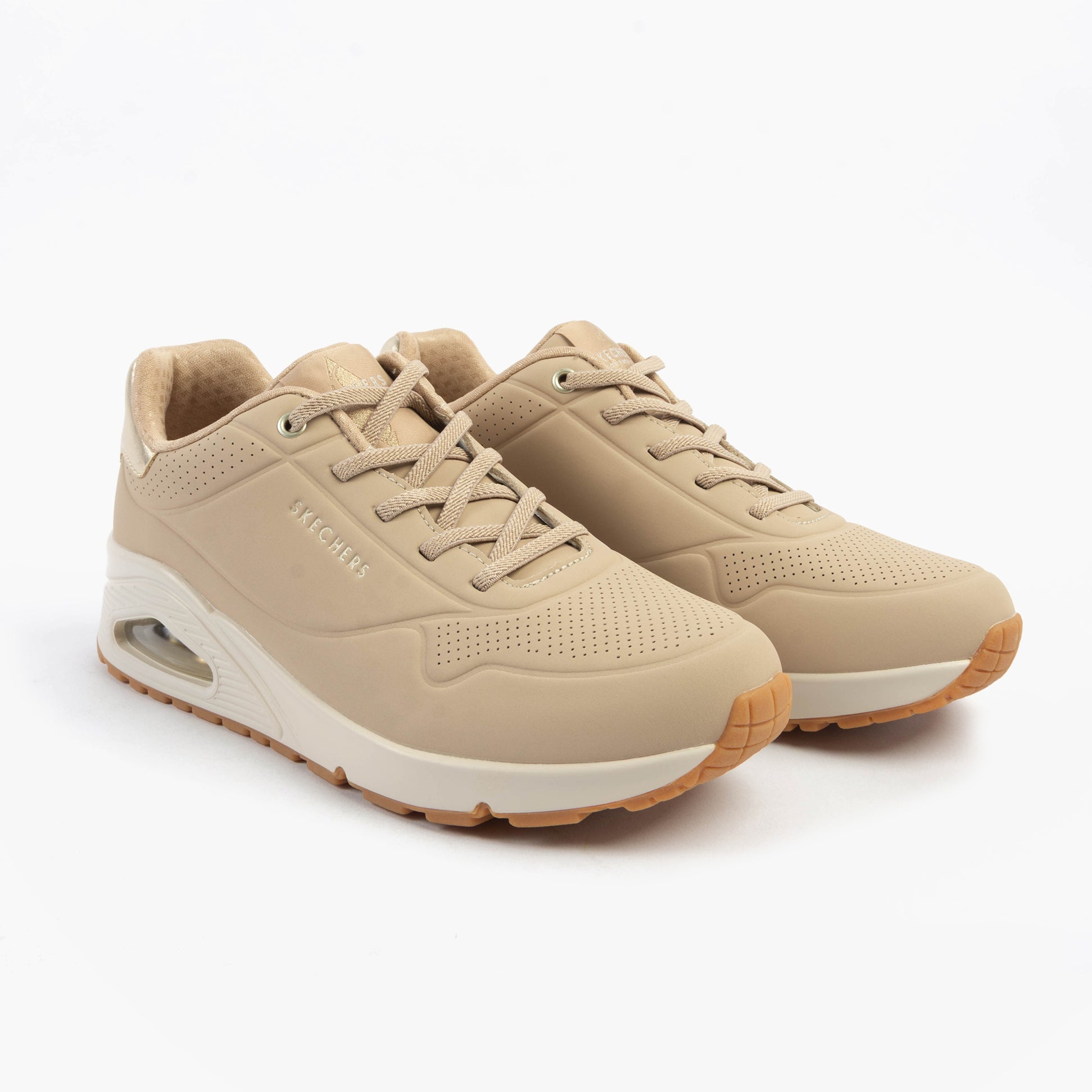 Skechers 155196/NUDE UNO - SHIMMER AWAY Womens Trainers Nude