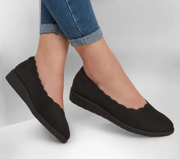 Skechers 158156/BBK CLEO FLEX WEDGE - SPELLBIND Womens Shoes Black