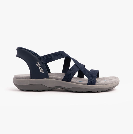 Skechers REGGAE SLIM - STRETCH FLEX Womens Sandals Navy/Grey/Pink