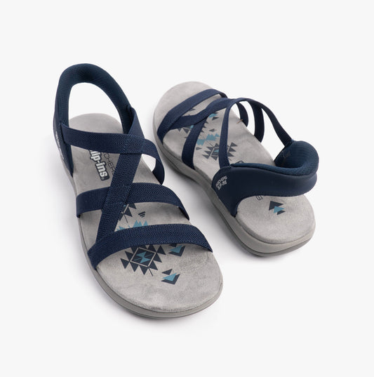Skechers REGGAE SLIM - STRETCH FLEX Womens Sandals Navy/Grey/Pink