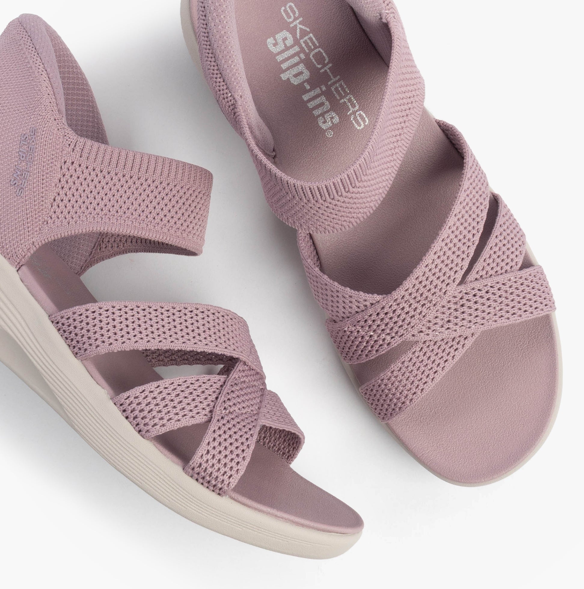 Skechers 163524/LAV ARYA - COOLING OFF Womens Sandals Lavender top view showing straps and wedge sole.