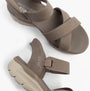 Skechers 163534/TPE EASY GOING - SOMEWHERE SUNNY Womens Sandals Taupe top view with adjustable straps and comfortable sole.