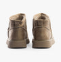 Skechers 169018/TPE KEEPSAKES LITE - SNOW BIRD Womens Boots Taupe back view with soft faux fur lining and rubber sole.