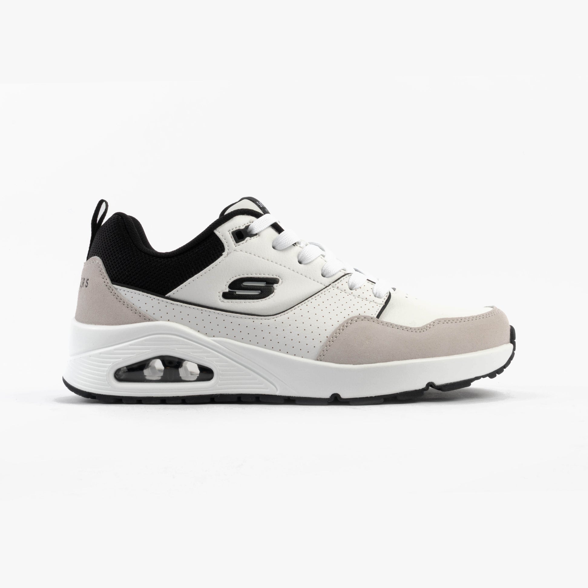 Skechers 183020/WBK UNO - RETRO ONE Mens Trainers White Mono/Black