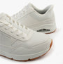 Skechers 183022/WHT UNO - BANKSIA Mens Trainers White side view showing synthetic leather upper and lace-up closure.