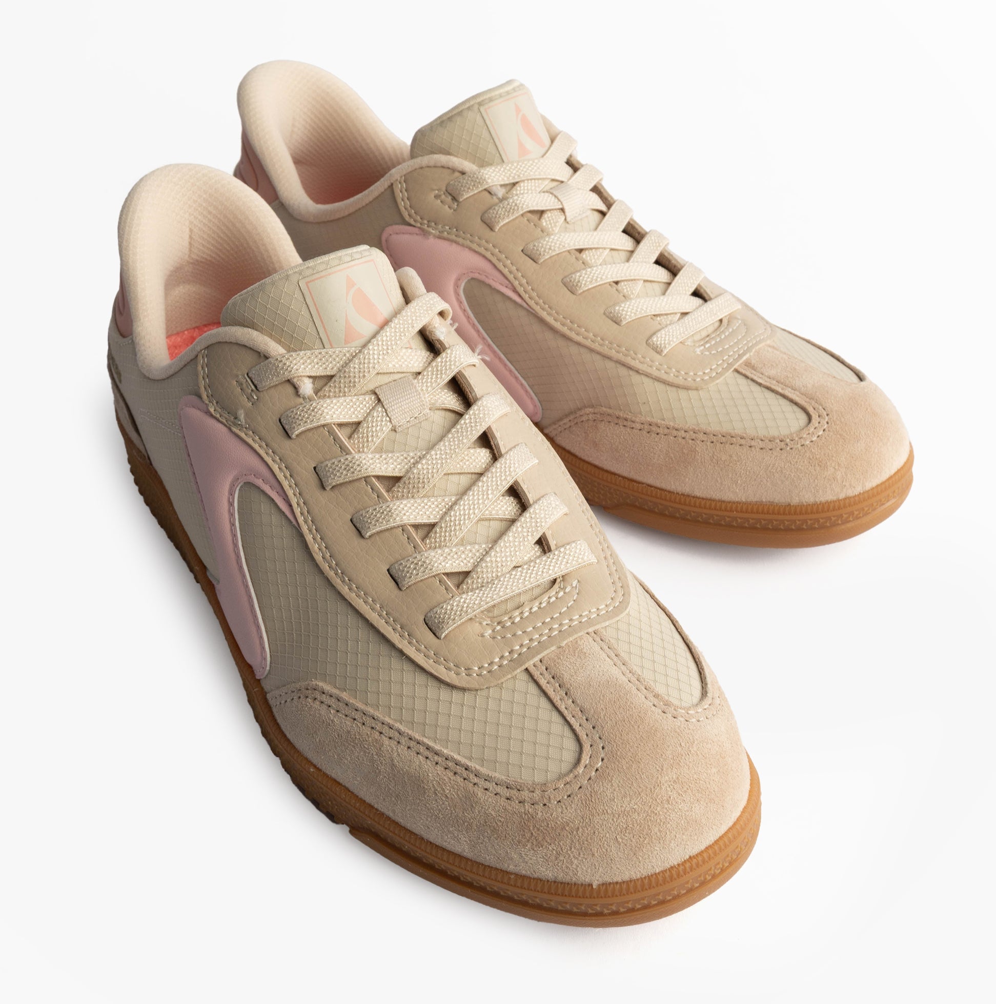 Skechers 185323/NTPK HOTSHOT Womens Trainers Natural Nylon/LeatherPink