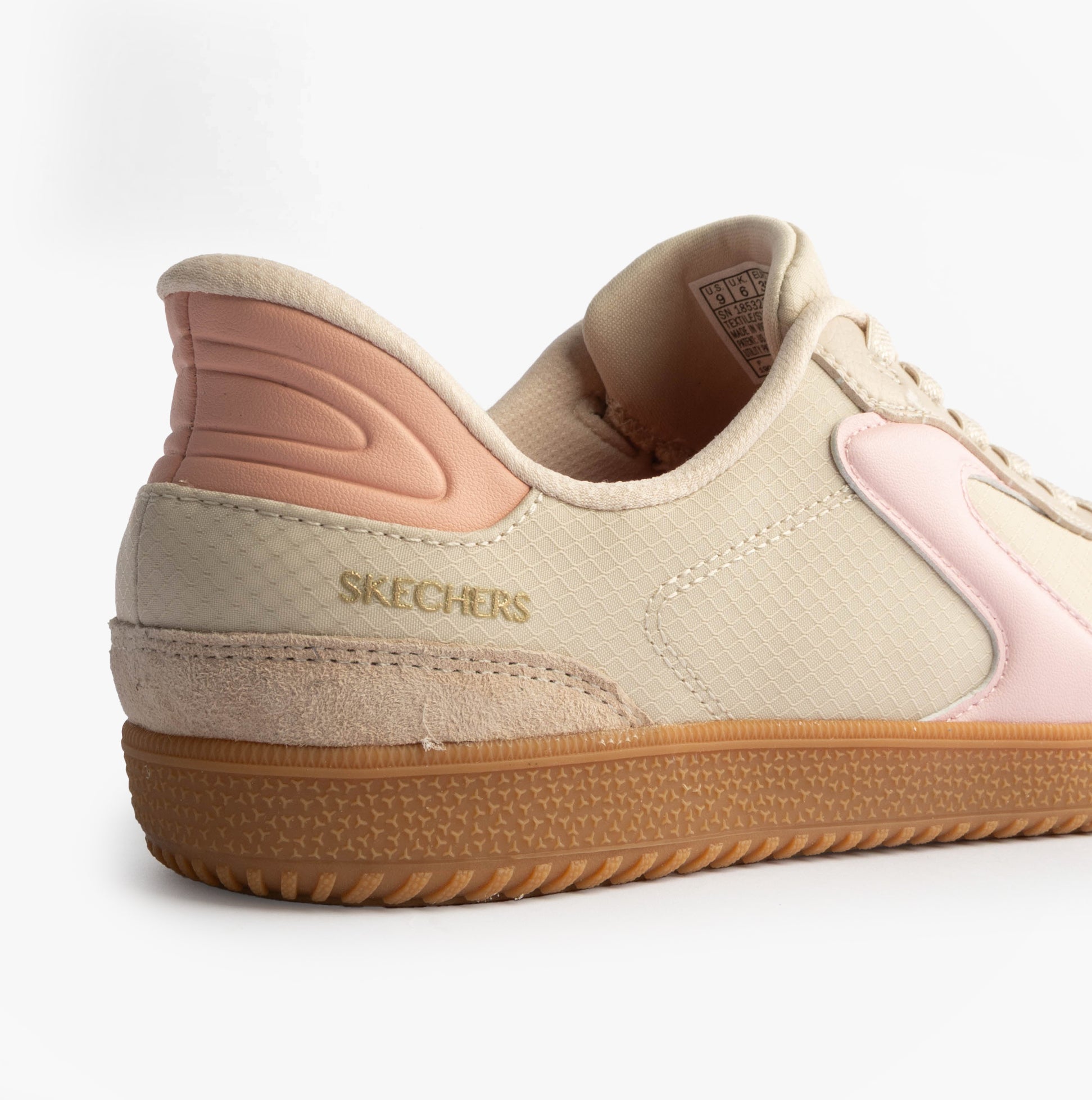 Skechers 185323/NTPK HOTSHOT Womens Trainers Natural Nylon/LeatherPink