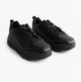 Skechers MAX CUSHIONING ELITE SR-FILCH Mens Workwear Trainers Black, side view, showcasing lace-up design and round toe.