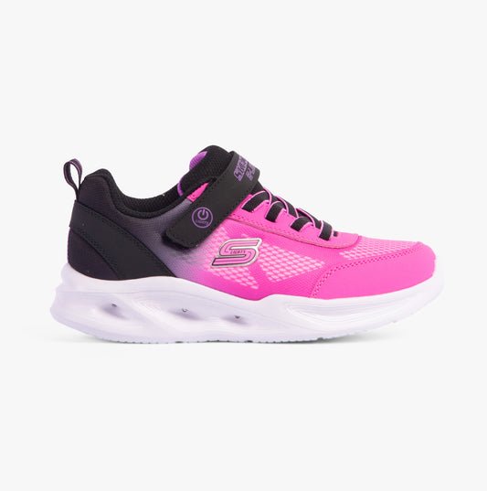 Skechers 303714L/BKHP SKECHERS SOLA GLOW - OMBRE DE Girls Trainers Black/Hotpink