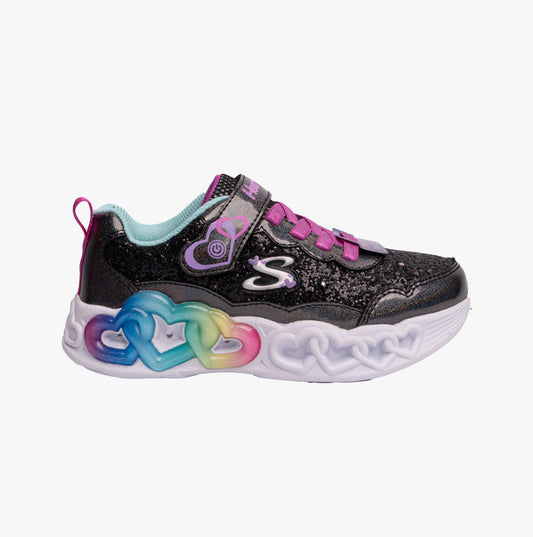 Skechers 303752L/BKTQ INFINITE HEART LIGHTS - FRESH Girls Sneaker Black/Turquoise