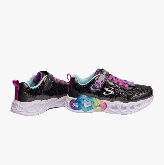 Skechers 303752L/BKTQ INFINITE HEART LIGHTS - FRESH Girls Sneaker Black/Turquoise