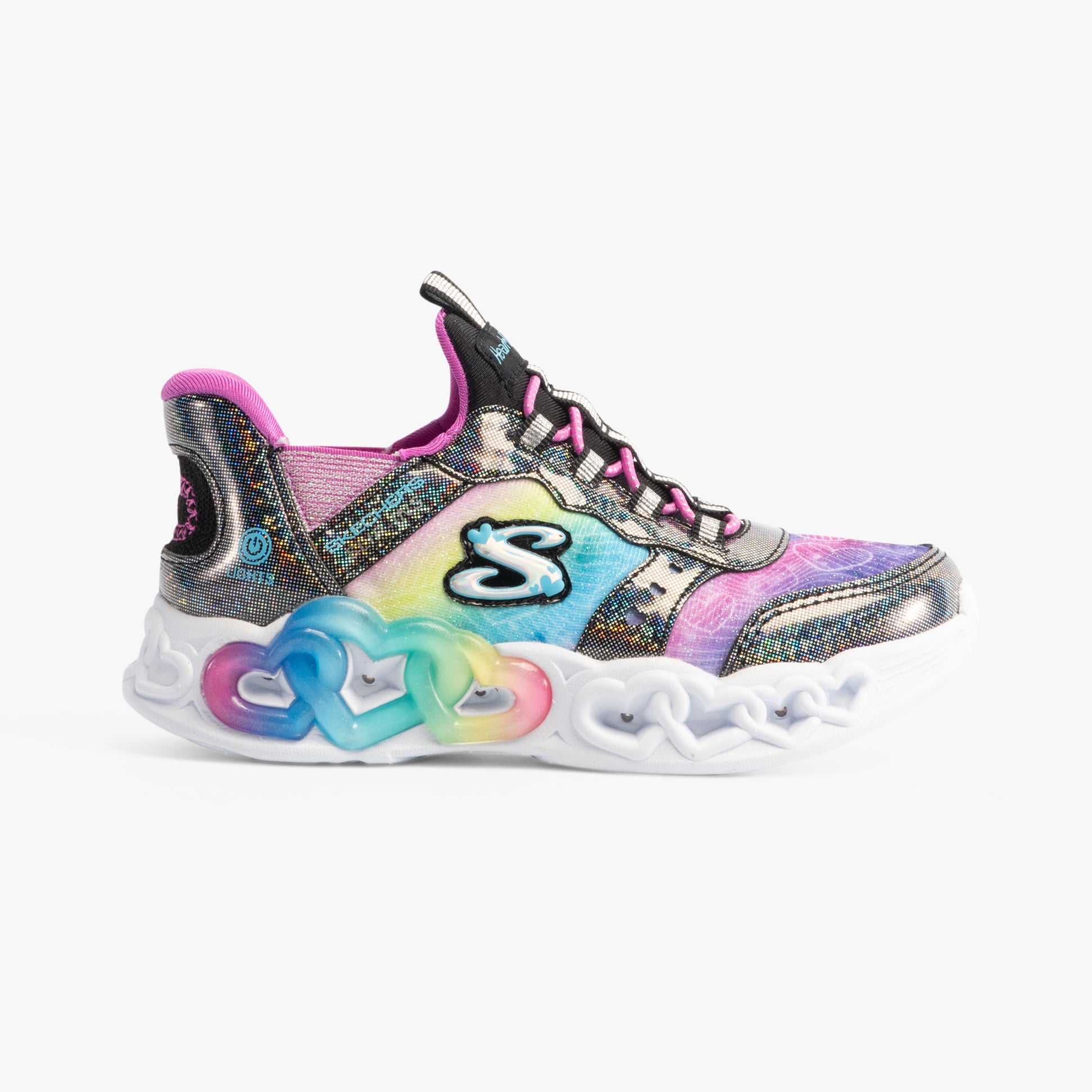 Skechers 303755L/BKMT INFINITE HEART LIGHTS - ETERN Girls Trainers Black/Multi