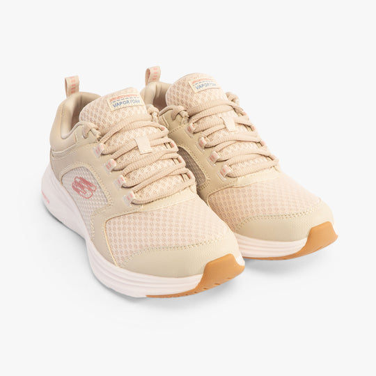 Skechers 303937L/NAT VAPOR FOAM - LASTING MOMENT Girls Trainers Natural top view showing casual style and round toe shape.