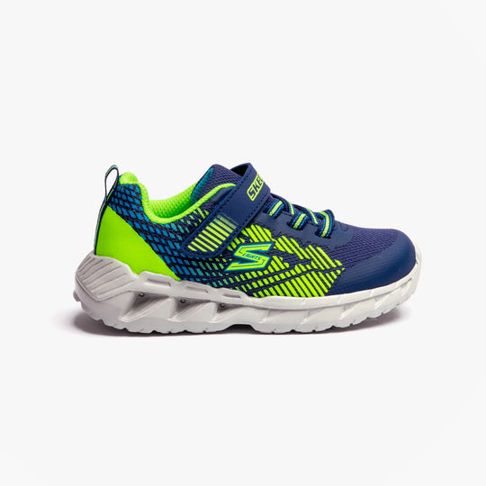 Skechers MAGNA-LIGHTS-GRAX Boys Trainers Navy/Lime
